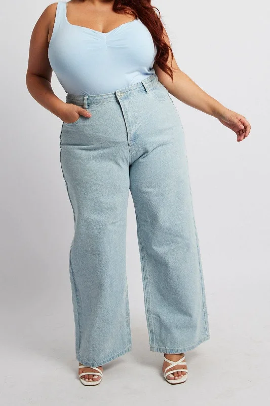 Denim Wide Leg Jeans High Rise