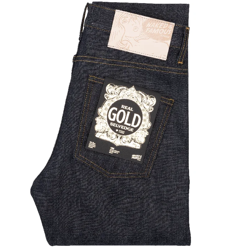 Colored women jeans in vibrant hues like red and yellowSuper Guy - Deadstock Real Gold Selvedge