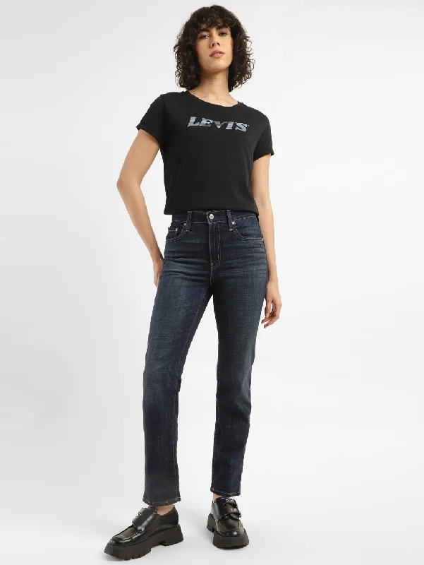 Ripped women jeans for a rebellious and fashion - forward styleWomen's High Rise 724 Straight Fit Jeans