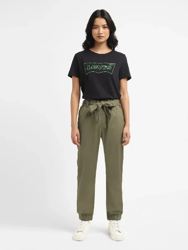 Acid - wash women jeans with a retro finishWomen's High Rise Olive Regular Fit  Joggers