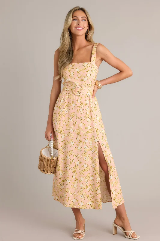 Shift Women Dress with a Simple and Classic Design for Everyday WearBlooming Grace Orange Peach Floral Maxi Dress