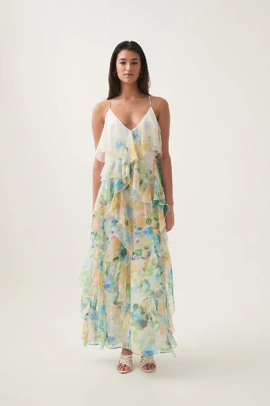 Strapless Women Dress with a Built - in Bra for Comfort and SupportDreamscape Frill Maxi Dress