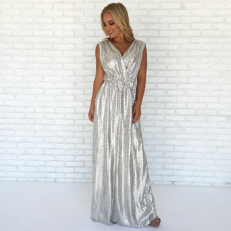 Lace - Embellished Women Dress for an Elegant and Sophisticated AppearanceIlluminated Luxe Maxi Dress In Silver