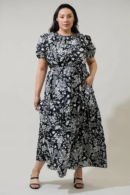 Pleated Women Dress with a Timeless and Elegant TexturePine Hill Floral Becca Tiered Maxi Dress Curve