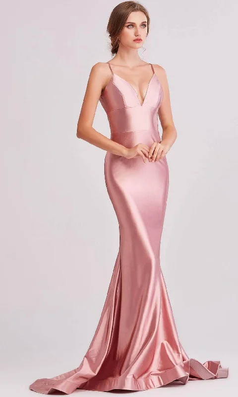 Mini Women Dress with a Short Hem for a Young and Trendy StyleJ'Adore Dresses J15032 - V-Neck Satin Mermaid Evening Gown