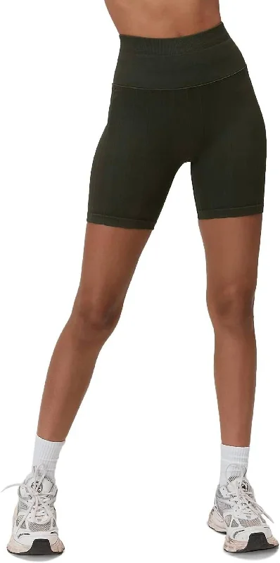 Twill Women Shorts with a Smooth Texture and DurabilityAmara Wide Rib Biker Shorts In Leaf