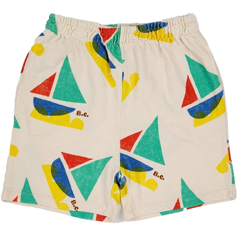 Plus Size Women Shorts with a Comfortable and Stylish FitBobo Choses White Multicolor Sail Boat All Over Bermuda Shorts