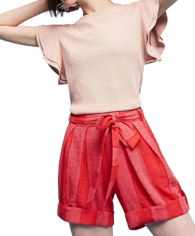 Stretchable Women Shorts for Maximum MobilityHenry Shorts In Red Stripes