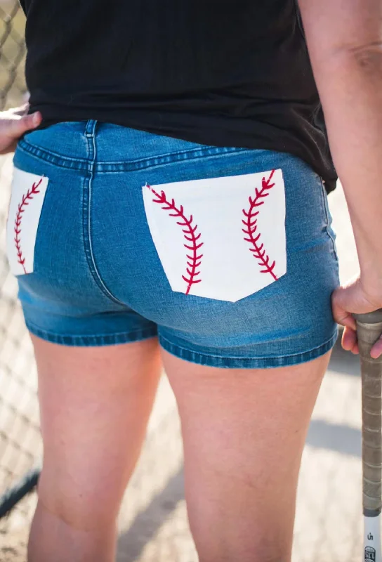 Patterned Geometric Women Shorts for a Modern AppealHey Batter Batter Shorts In Blue