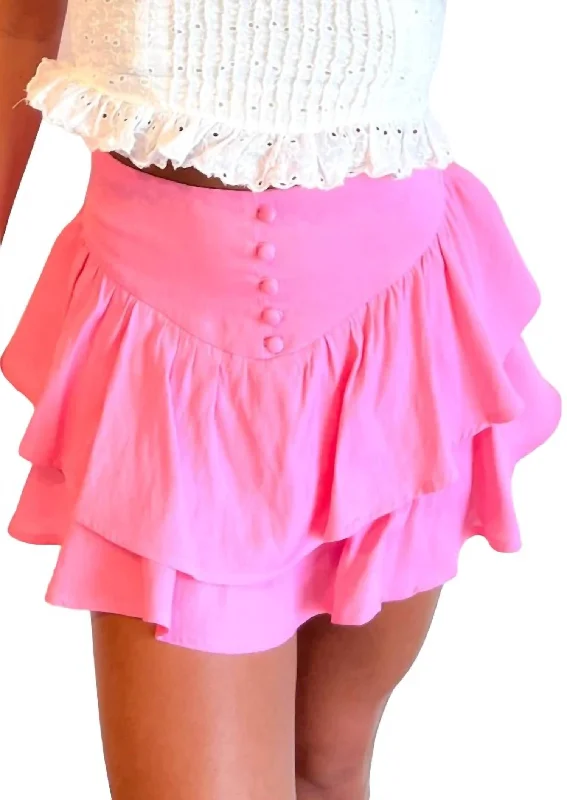 Printed Animal Print Women Shorts for a Wild and Stylish AppearanceJamie Tiered Skort In Pink