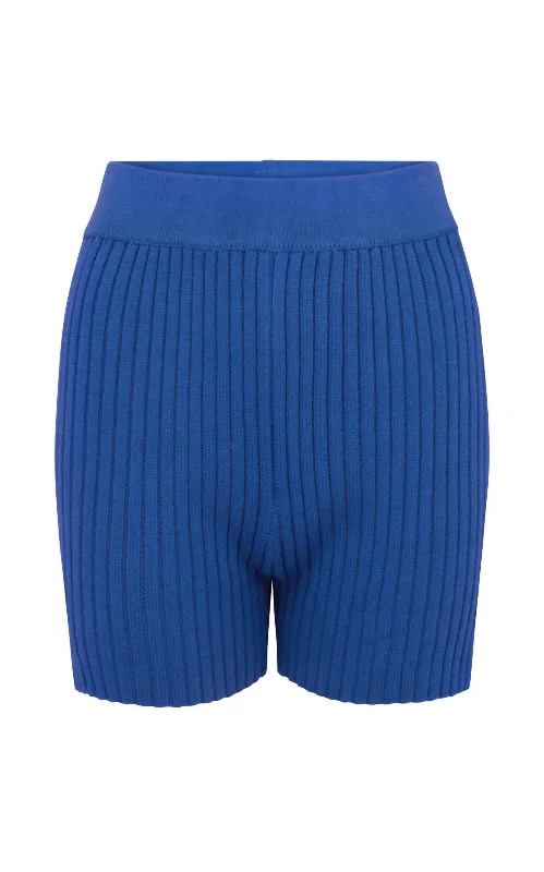 Belted Women Shorts to Enhance the WaistlineKnit Short In French Blue