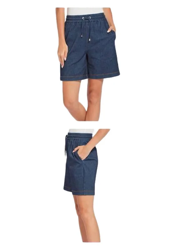 Tie - Waist Women Shorts for a Customizable FitLongline Lounge Shorts In Indigo