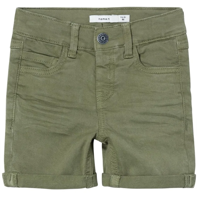 Denim Women Shorts with Distressed Details for a Casual VibeName it Deep Lichen Green Silas Isak Twill Shorts