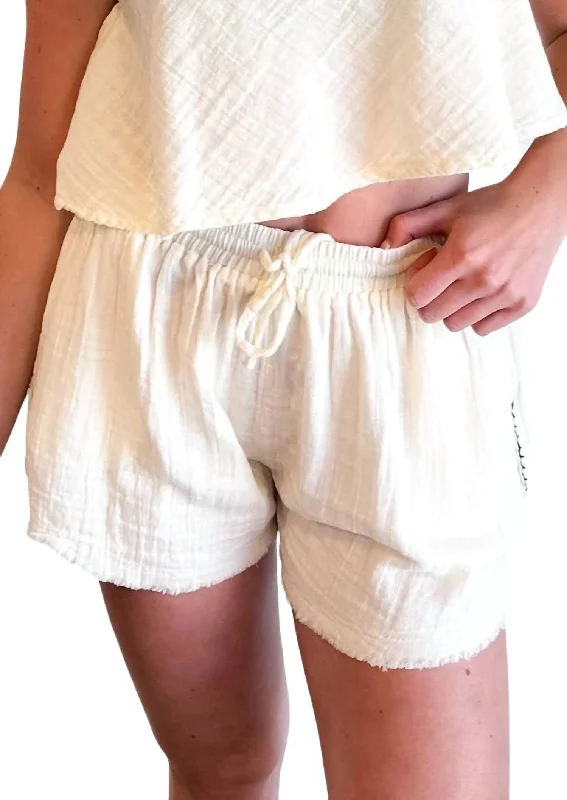 Printed Floral Women Shorts for a Summer - Ready StylePull On Cassie Shorts In White