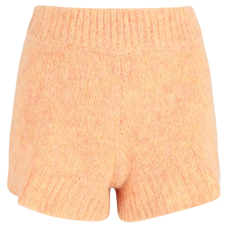 Linen Women Shorts for Breathable Comfort in Hot WeatherRotate Birger Christensen High-Waist Knit Shorts in Orange Wool