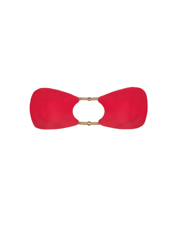 Push - up bikini top to enhance the bust for a confident beach appearanceLayla Bandeau Top - Red Poppy