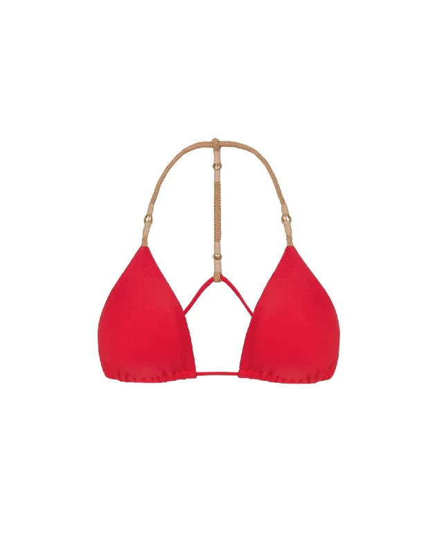 Sustainable bikini made from recycled materials for eco - conscious beachgoersLayla T Back Top - Red Poppy