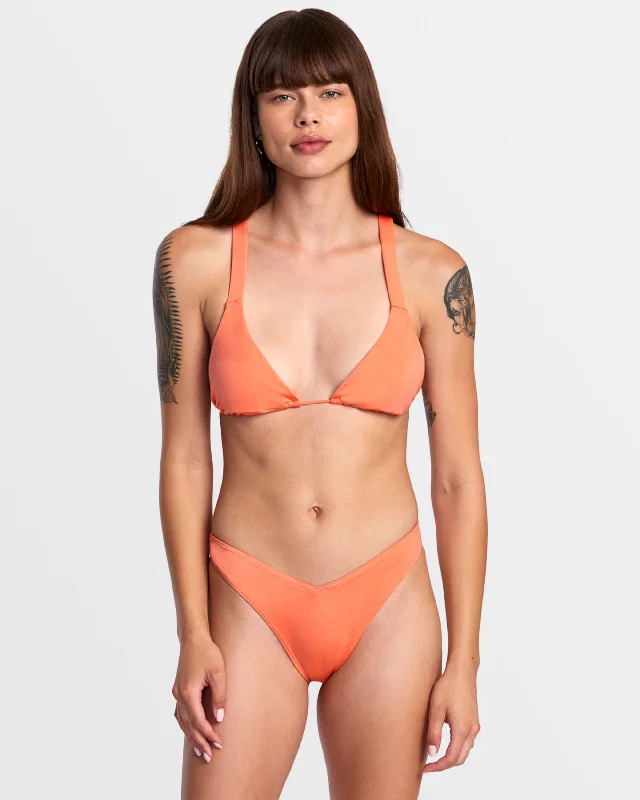 Tie - side bikini bottoms for an adjustable and stylish fitSolid Shimmer Wide Crossback Triangle Bikini Top - Fusion Coral