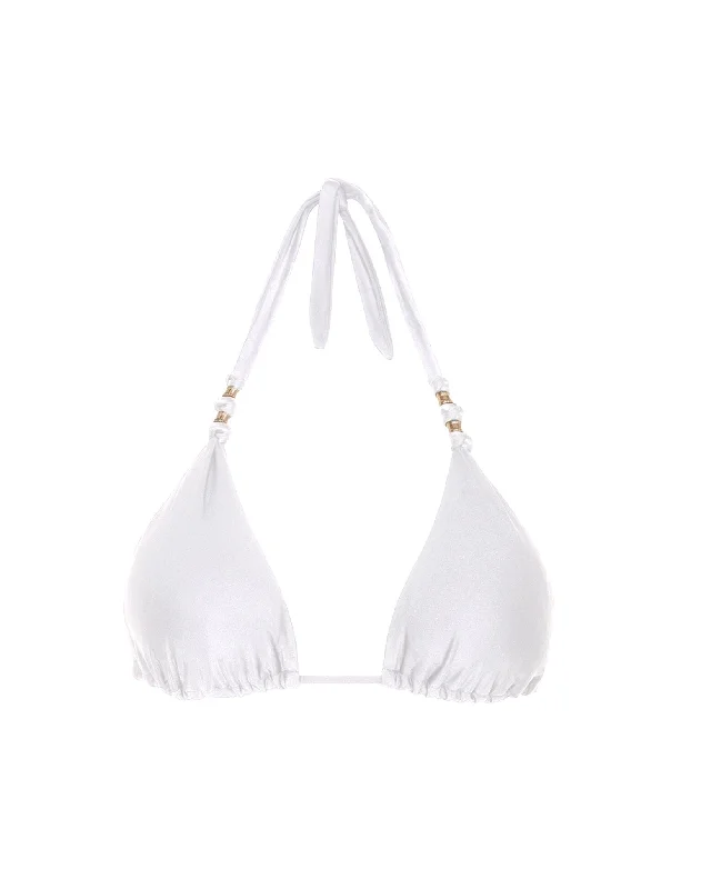 Metallic - finish bikini for a glamorous and eye - catching poolside lookPaula Top - White