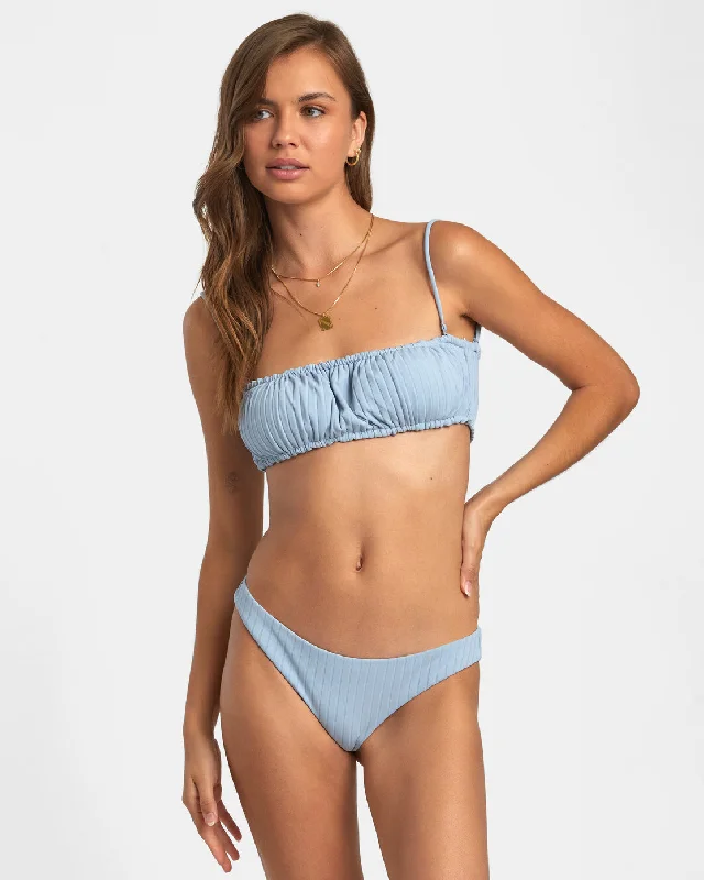 Neon - colored bikini to stand out on the beachWide Rib 2-Way Bandeau Bikini Top - Dusty Blue